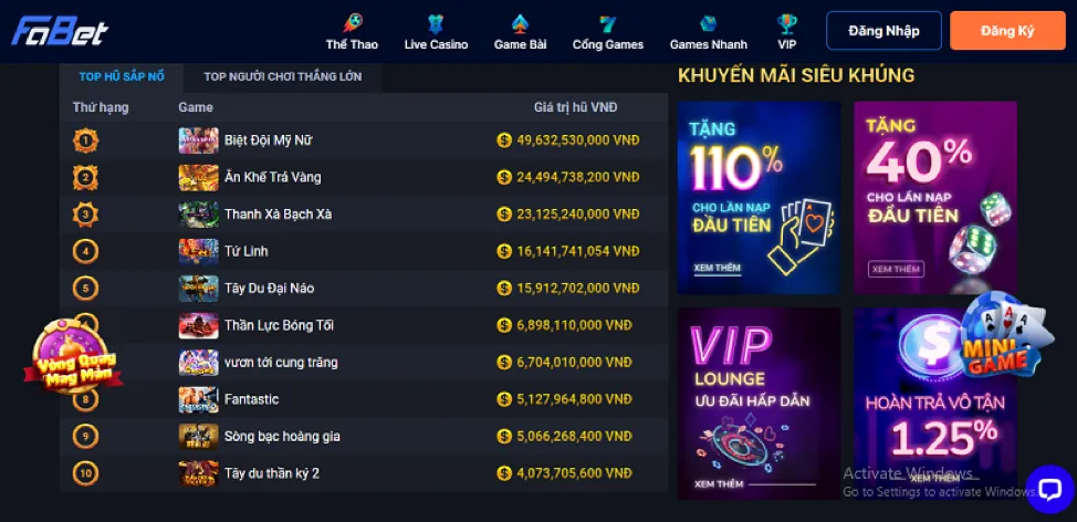 Kho game đa dạng tại U888 VIP
